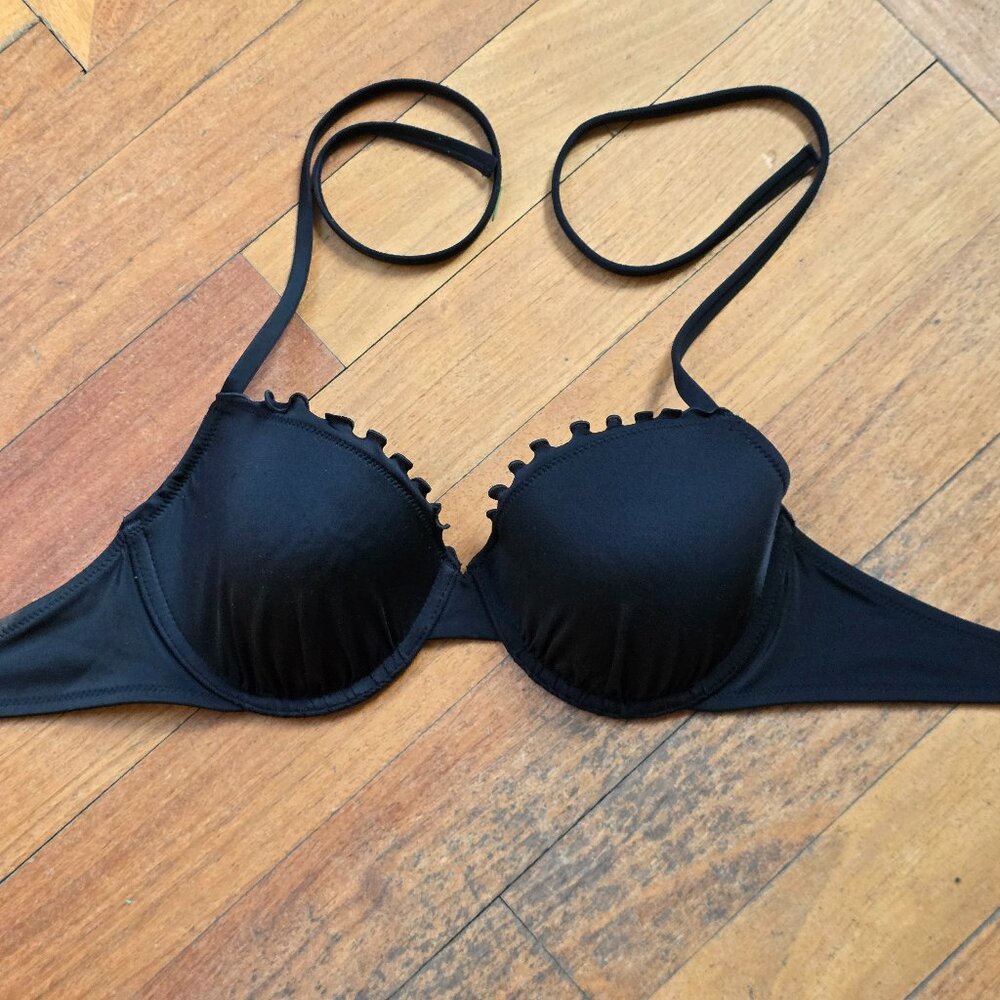 NWOT Shade & Shore Black Molded String Bikini Top Size 34C - Picture 3 of 12